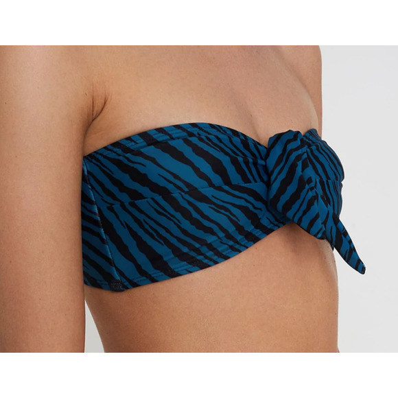 NWT Faithfull The Brand Womens Tropez Bikini Top Blance Animal Print Blue Size L - Picture 2 of 6
